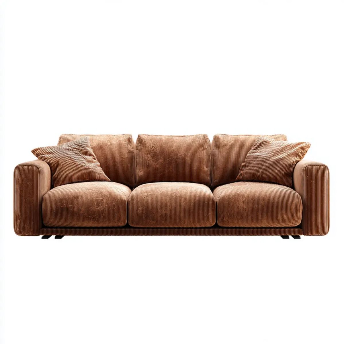 Trzyosobowa sofa brązowa z poliestru sztruksowego, 230 × 95 × 85 cm