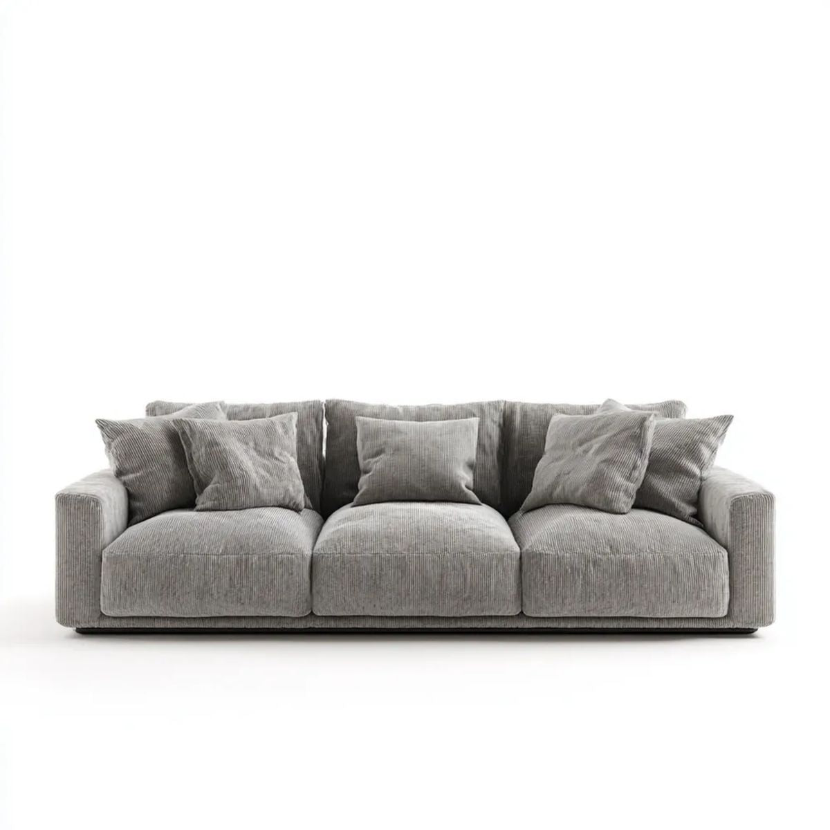 Trzyosobowa sofa szara z poliestrowego sztruksu 230 x 100 x 85 cm