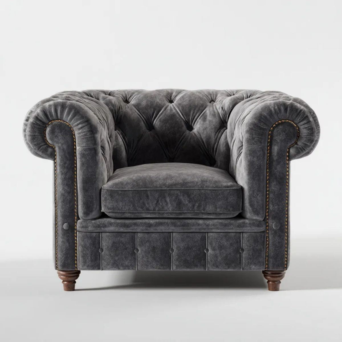 Fotel chesterfield z aksamitu ciemnoszary 110 × 90 × 75 cm
