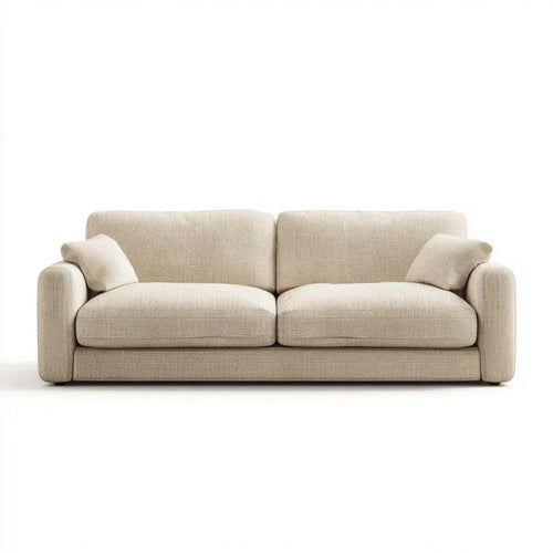 Beżowa sofa 2-osobowa z tapicerką poliestrową 210 x 95 x 85 cm