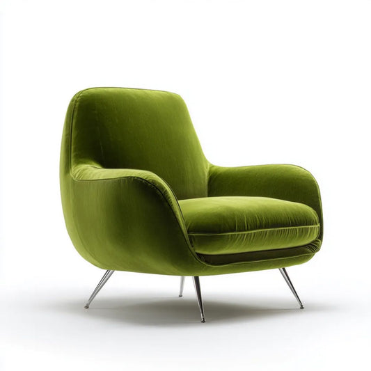 Oliwkowozielony fotel wypoczynkowy z aksamitu 82 × 86 × 88 cm na metalowych nogach